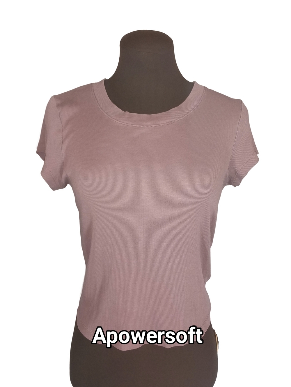 Madewell Dusty Mauve Ribbed Crewneck Cap Sleeve Fitted Tee Size Medium